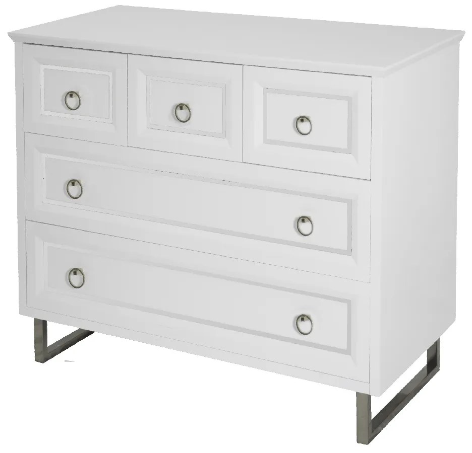 [FORA DE LINHA] Cômoda Clássica 5 Gavetas New Laville - Branco