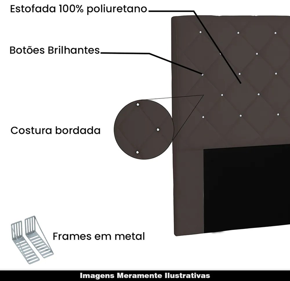 Cabeceira Decorativa Casal 1,40M Tàzio Suede Café G63 - Gran Belo
