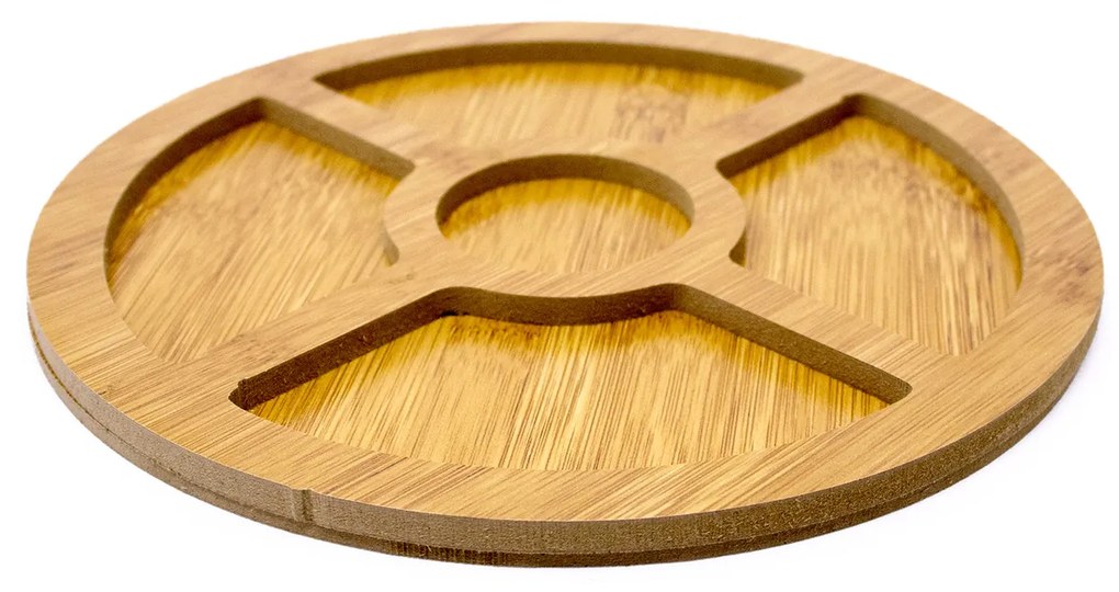 Bandeja Decorativa de Bambu para Petiscos Redonda 1,5x26x26 Cm - D'Rossi