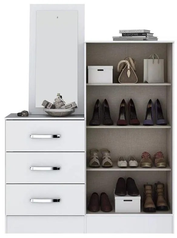 Cômoda para Quarto Balcão Multiuso 3 Gavetas 2 Portas Branca
