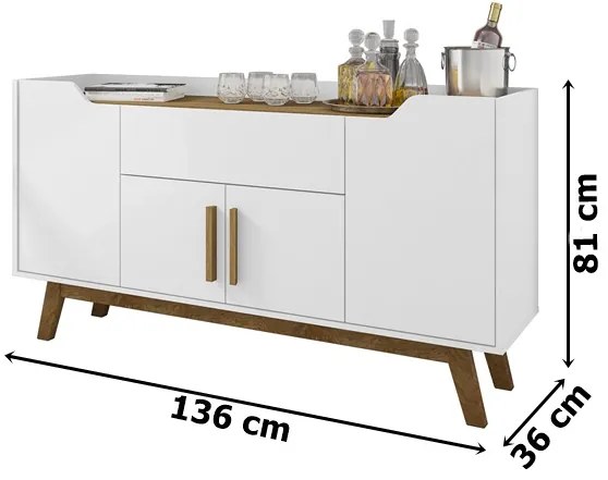 Aparador Buffet Future Branco/Cinamomo – Bechara Móveis