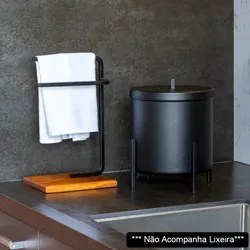 Porta Toalha de Rosto Para Pia Glam Base de Madeira D09 Preto - Mpozen