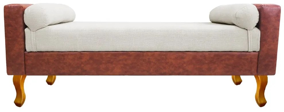 Recamier Félix King Size 195cm Corano Nozes e Linho Bege - ADJ Decor