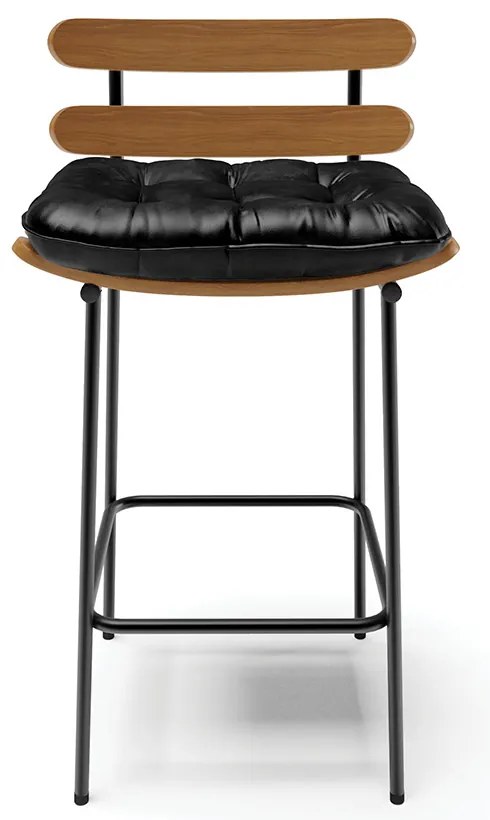 Banqueta Costela Corano Base Metálica Preto M11 - D'Rossi - Preto