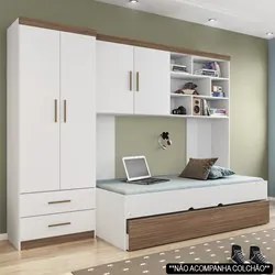 Quarto Infantil Modulado 4 Portas Com Bicama Chiara Carvalho/Branco -