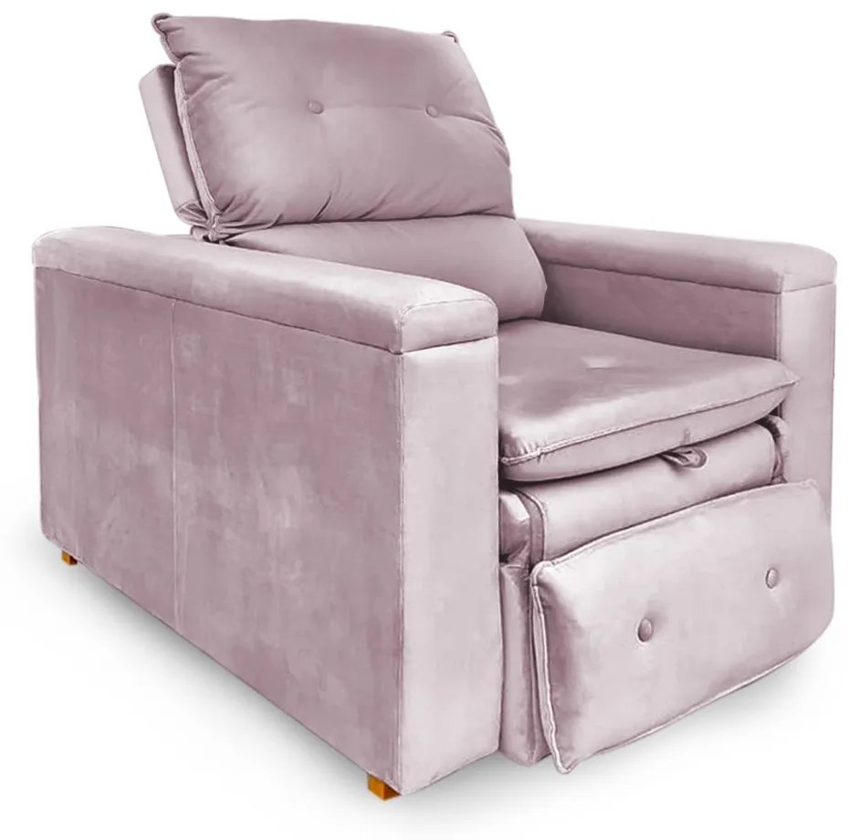 Poltrona Reclinável Retrátil Onix Veludo Liso Rosa - Sheep Estofados - Rosa