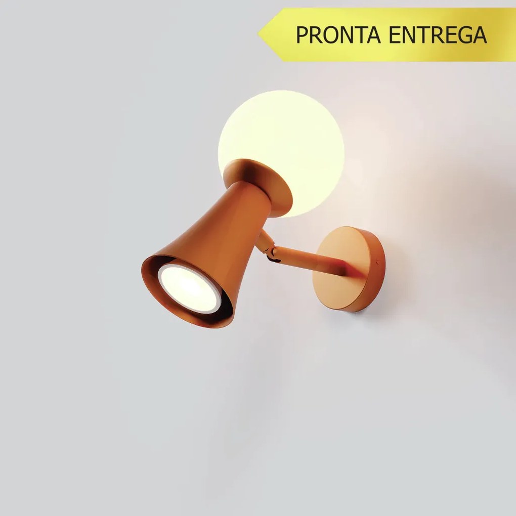 Arandela Cone 10X18,5X18,7 Aluminio E Globo Ø10Cm 01Xmr16 + 01Xg9 - Qi... (COBRE)