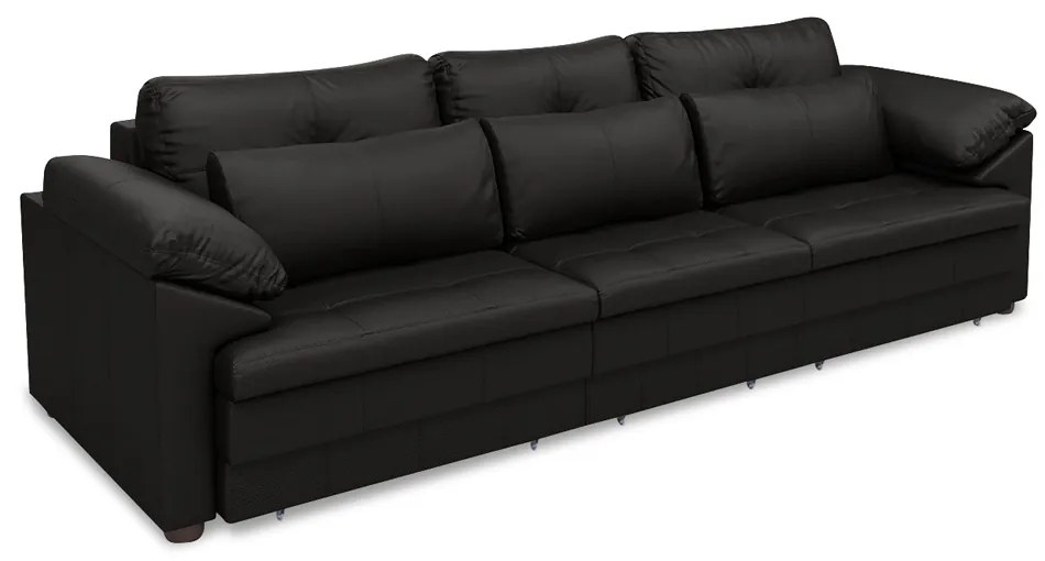 Sofá Retrátil Manual Sala de Estar Nolan Bipartido 297cm Conforto Premium em Couro Preto Brilho G58 - Gran Belo