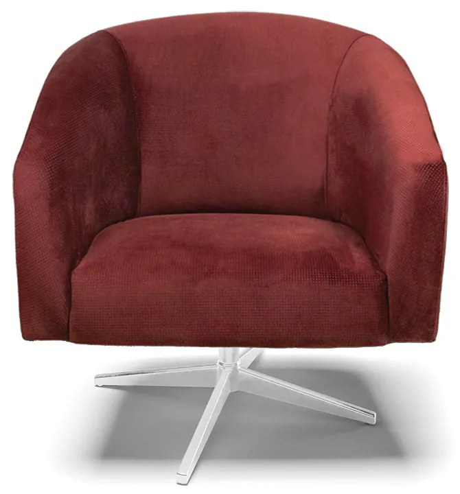 Poltrona Decorativa Giratória Cromada Stella Veludo Text Marsala D03 - D'Rossi