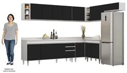 Armário de Cozinha Modulado de Canto 8 Peças CP26 Balcão com Tampo Bra