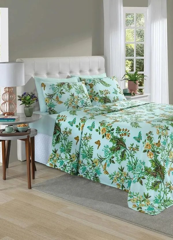 Jogo de Cama Verde Casal 4 Peças