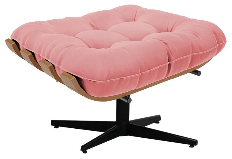 Puff Giratório Costela Suede Base Giratória Preto - D'Rossi - Rose