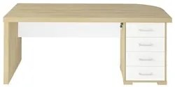Conjunto Escritório 3 Peças Mesa Lado Direito Corp A06 Carvalho/Branco