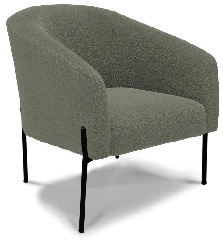 Poltrona Sala Decorativa Pé de Ferro Preto Stella Bouclê D03 - D'Rossi - Verde Pistache