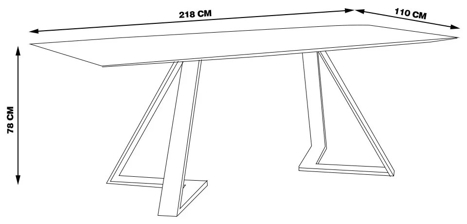 Mesa Sala de Jantar 8 Lugares 218cm Tampo de Vidro Efron Preto G13 - Gran Belo