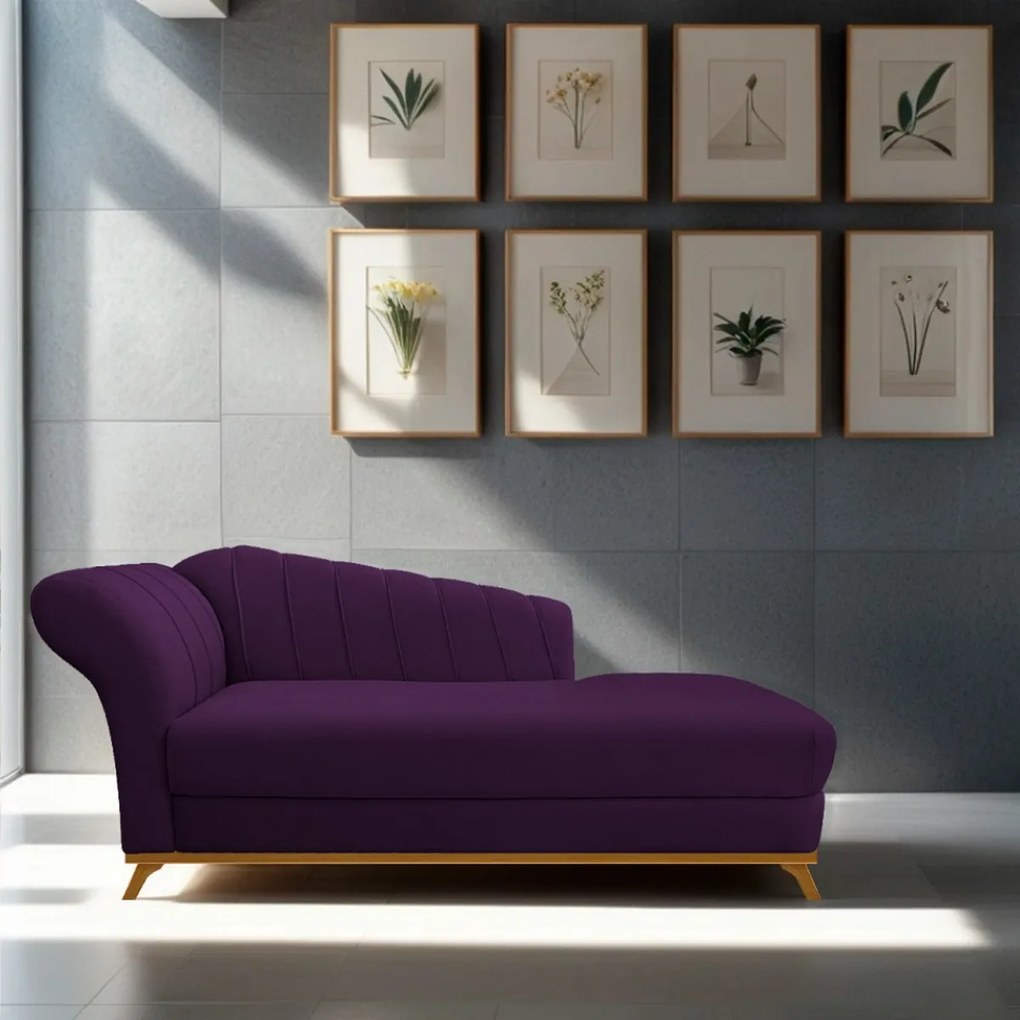 Recamier Vanessa 140cm Lado Direito Suede Roxo - ADJ Decor