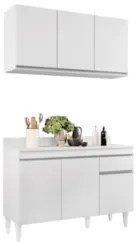 Armário Aéreo Virgínia e Balcão com Tampo 120cm Arizona Branco - Lumil