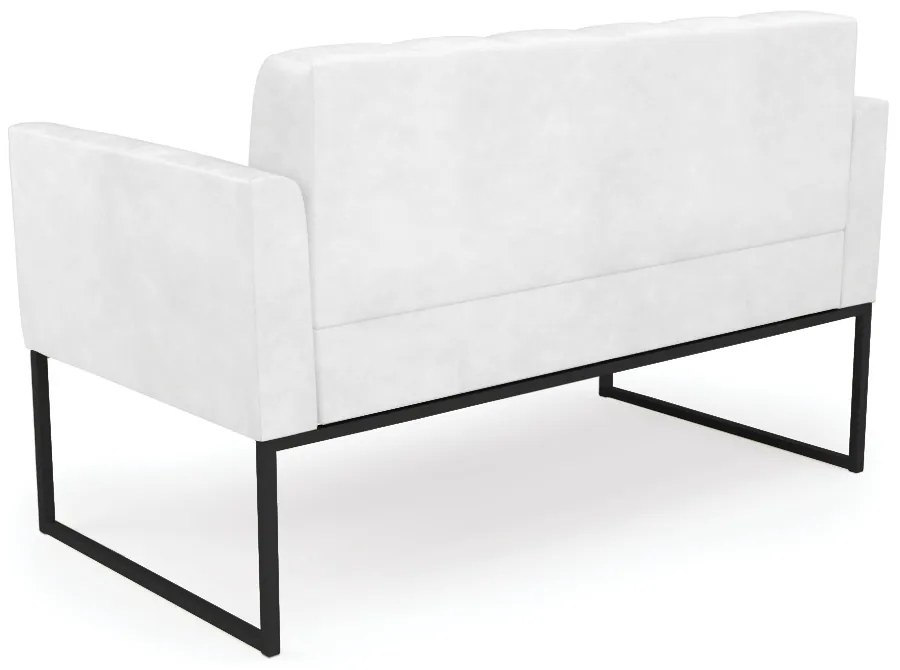 Kit 1 Sofá Namoradeira e 2 Poltronas Elisa Corano Base Metálica Industrial Preto - D'Rossi - Branco