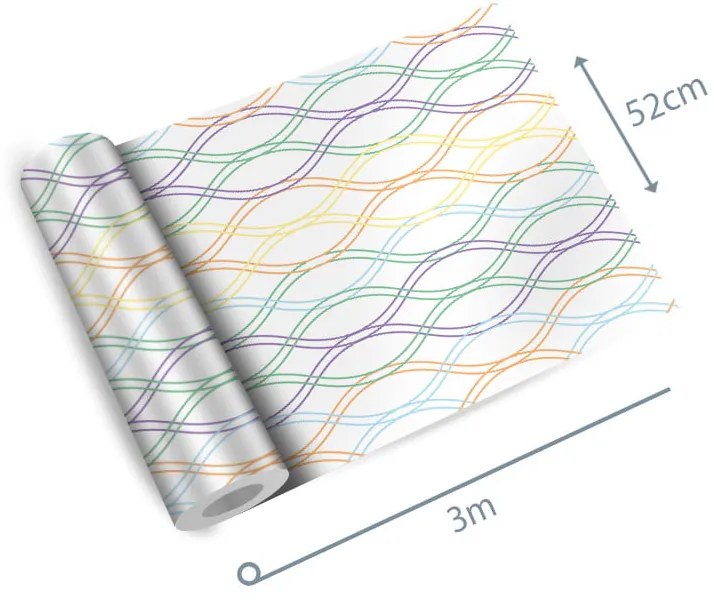 Adesivo geométrico linhas verde roxo laranja e azul