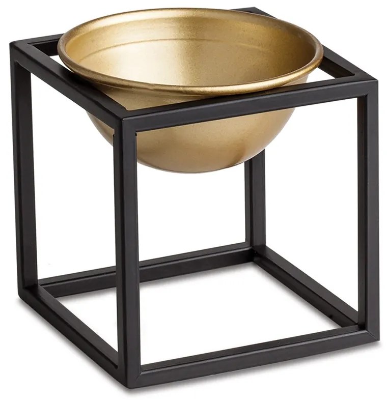 Kit 03 Cachepot Dourado com Suporte Metálico Preto - D'Rossi