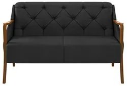 Poltrona Namoradeira 2 Lugares 135cm Capitonê Lapa M22 PU Preto - Mpoz