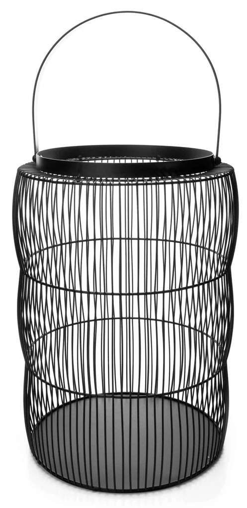 Lanterna Decorativa em Metal Preto 50x24x24 cm - D'Rossi