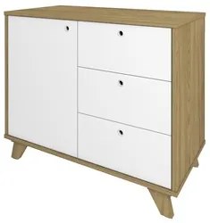 Conjunto Escritório Home Office 3 Peças Elai A06 Olmo/Branco - Mpozena