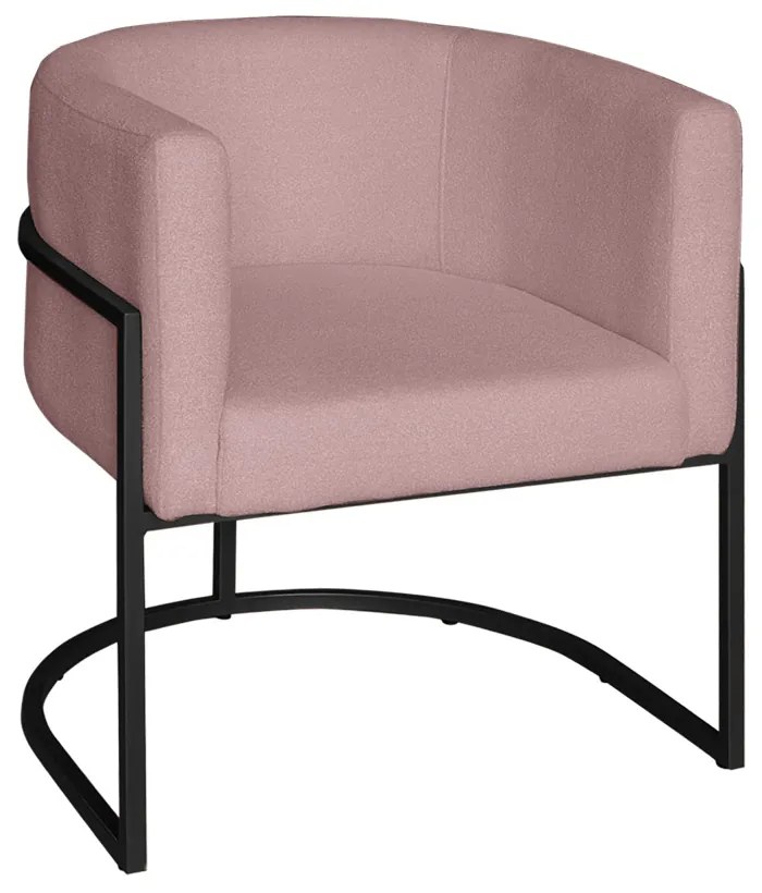 Poltrona Base Industrial Preto Sala de Estar Lety Veludo - Rose