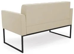 Sofá Namoradeira Base Industrial Preto Ana Suede Bege - Ibiza