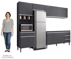 Cozinha Modulada 4 Peças Balcão sem Tampo 160cm Andréia Cinza - AJL Mó