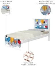 Cama Solteiro Infantil Para Colchão 188x88cm Balões K06 - Mpozenato