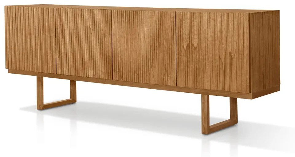 Buffet Larimar com Portas Ripadas e Gaveteiro Interno Base Vazada em Madeira Jequitibá Design by Studio 3 Design