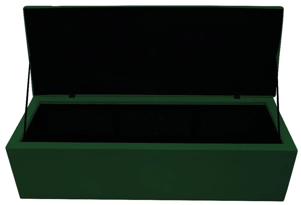 Recamier Baú Estofada Mel 140 cm Casal Com Capitonê  Suede Verde - ADJ Decor