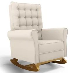 Kit 02 Poltronas de Amamentação Base Madeira Balanço Brenda G05 Veludo