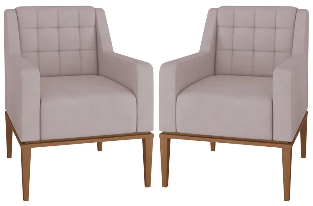 Kit 2 Poltronas Decorativas Sala de Estar Madonna Suede Rosê G52 - Gran Belo