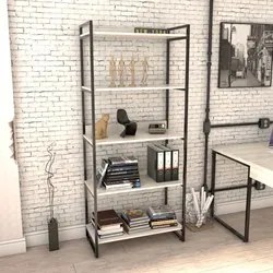 Kit 3 Estantes Livreiro Prisma Estilo Industrial 80cm 5 Prateleiras C0