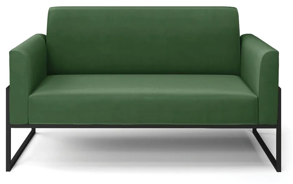 Sofá Namoradeira Base Industrial Alta Preto Marisa Suede D03 - DRossi - Verde