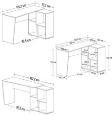 Mesa Escrivaninha 2 em 1 com Nichos Arbo A06 Ipê/Preto - Mpozenato