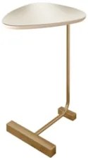 Mesa Lateral Apoio Para Sala Pé Metal Freya Off/Dourado E05 - Mpozenat