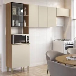 Armário de Cozinha Compacta 251cm Laura Plus Soft/Freijó Z06 - Mpozena