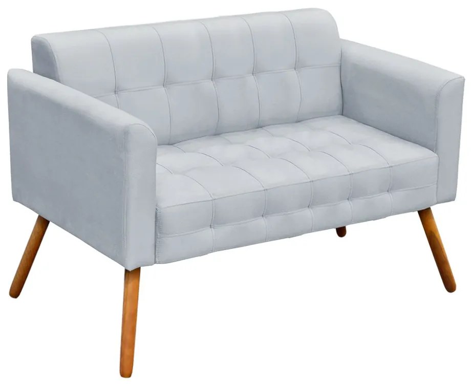 Kit 01 Namoradeira e 02 Poltronas Giratória Elisa Suede Base Madeira MM30 D'Rossi - Cinza