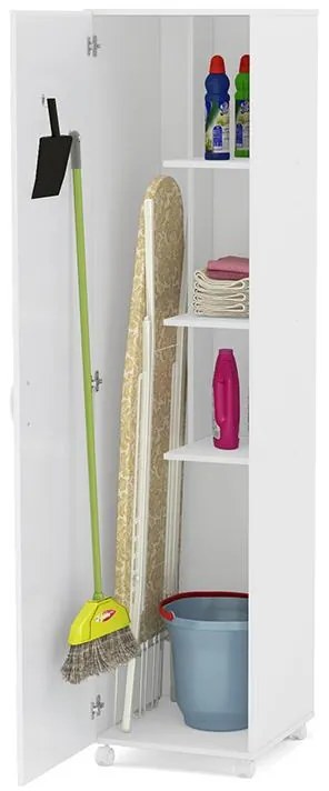 Armário Multiuso Lavanderia 3 Prateleiras 1 Porta - Branco