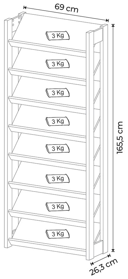Sapateira Estante Decorativa para Quarto AZ1006 MDP Branco/Nogal G69 - Gran Belo