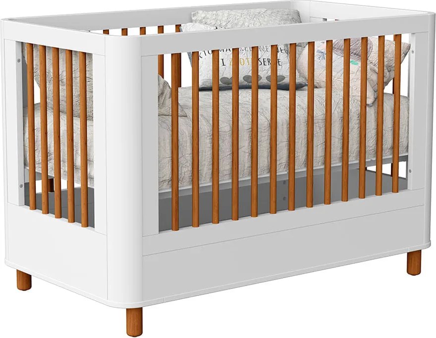 Berço Mini Cama Boom Slim 2 em 1 com Pés Nordic - Branco Fosco - Berço Mini Cama Boom Slim com Pés Nordic - Branco Fosco