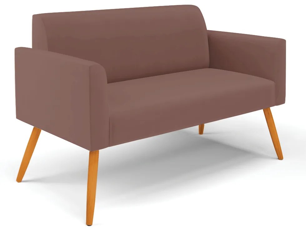 Sofá Namoradeira com 2 Poltronas Pés Palito Castanho Marisa Veludo D03 - DRossi - Rose