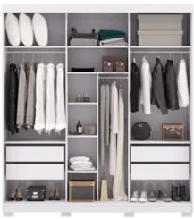 Guarda Roupa Casal 200cm 3 Portas Duke Flex Branco/Camarim V02 - Mpoze