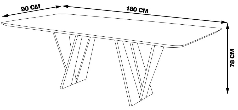 Mesa Sala de Jantar 6 Lugares 180cm Tampo com Vidro Shuri Preto/Ébano G13 - Gran Belo