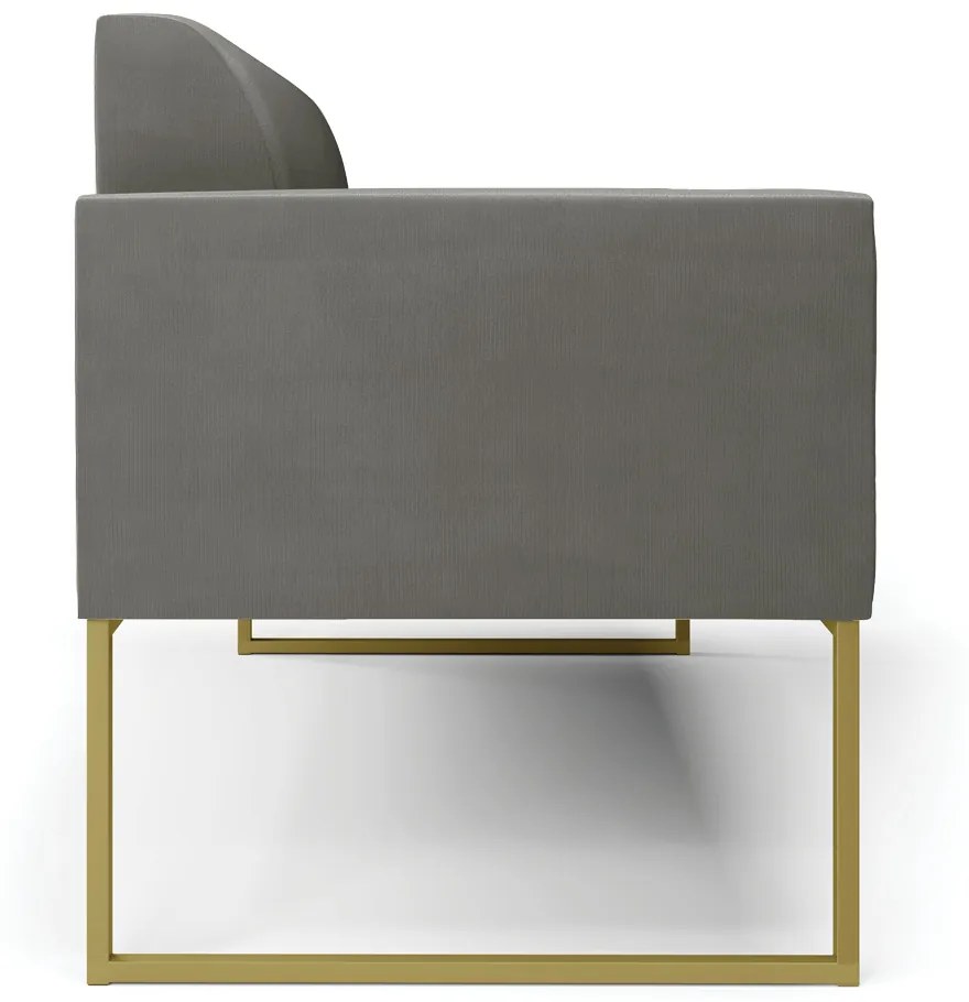 Sofá Namoradeira Base Industrial Dourado Marisa Suede Grafite D03 - D'Rossi