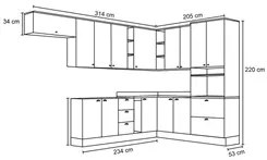 Cozinha Modulada de Canto Completa 13 Peças 14 Portas 100%MDF Liana H0