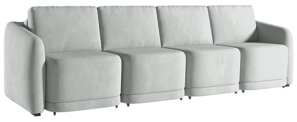 Sofá Cama Modulado Retrátil e Reclinável Decorativo Varsóvia 316cm Veludo Cinza G33 - Gran Belo